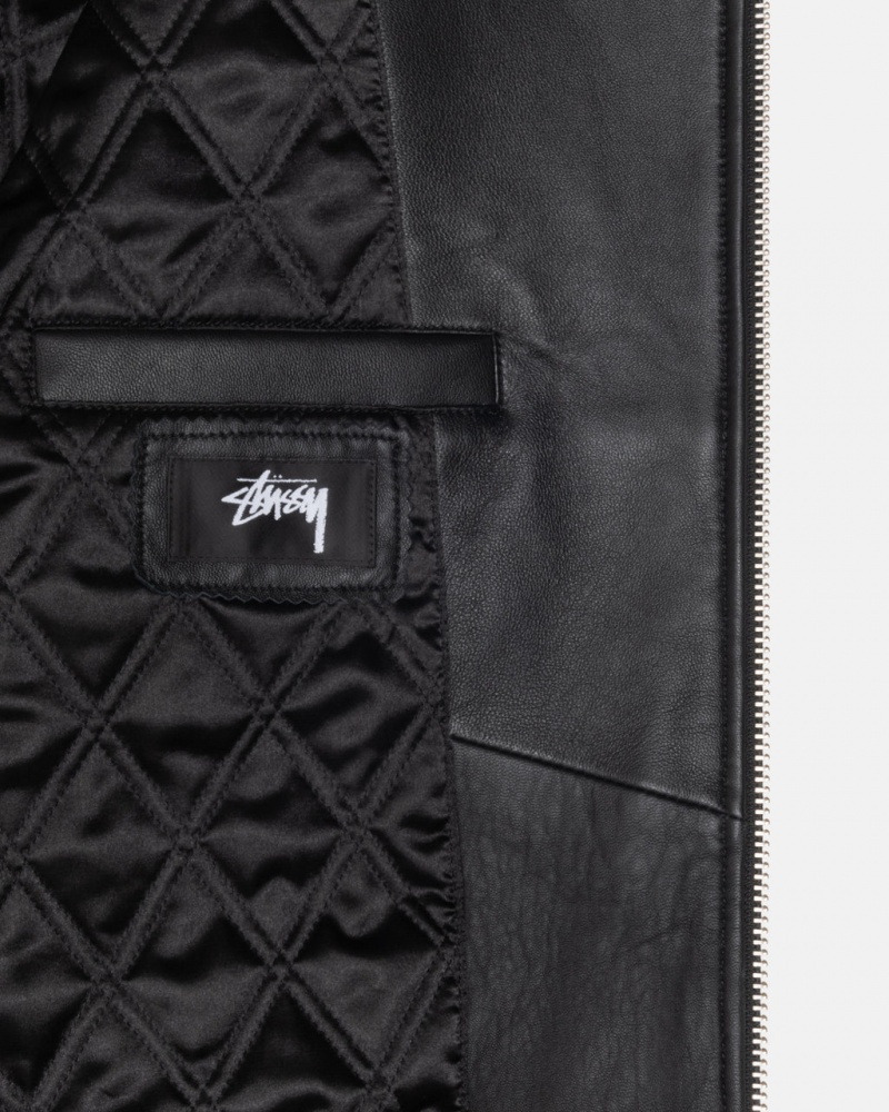 Stussy Ss Link Couro Bomber - Unisex Jackets Pretas | XPTBH32240