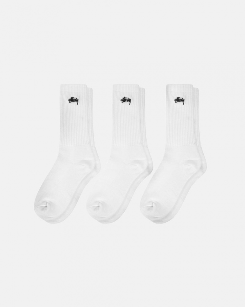 Stussy Stock Crew Sock Pack - Home Goods Branco | BPTSD71497