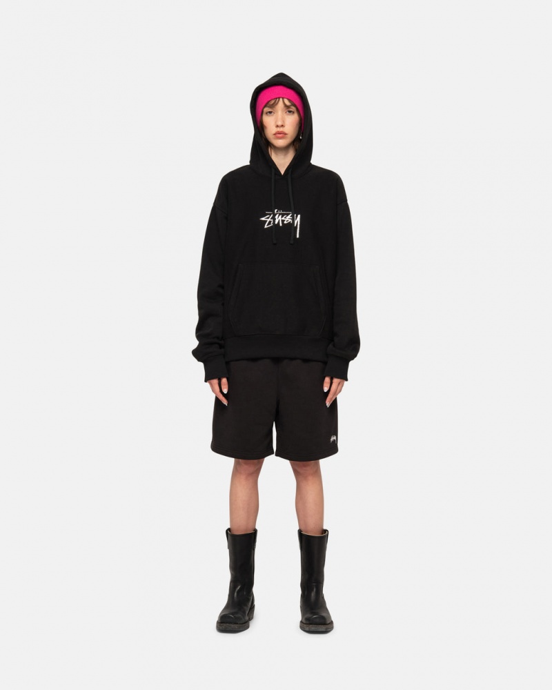 Stussy Stock Logo Applique Hoodie - Unisex Hoodies Pretas | PTDYB46649