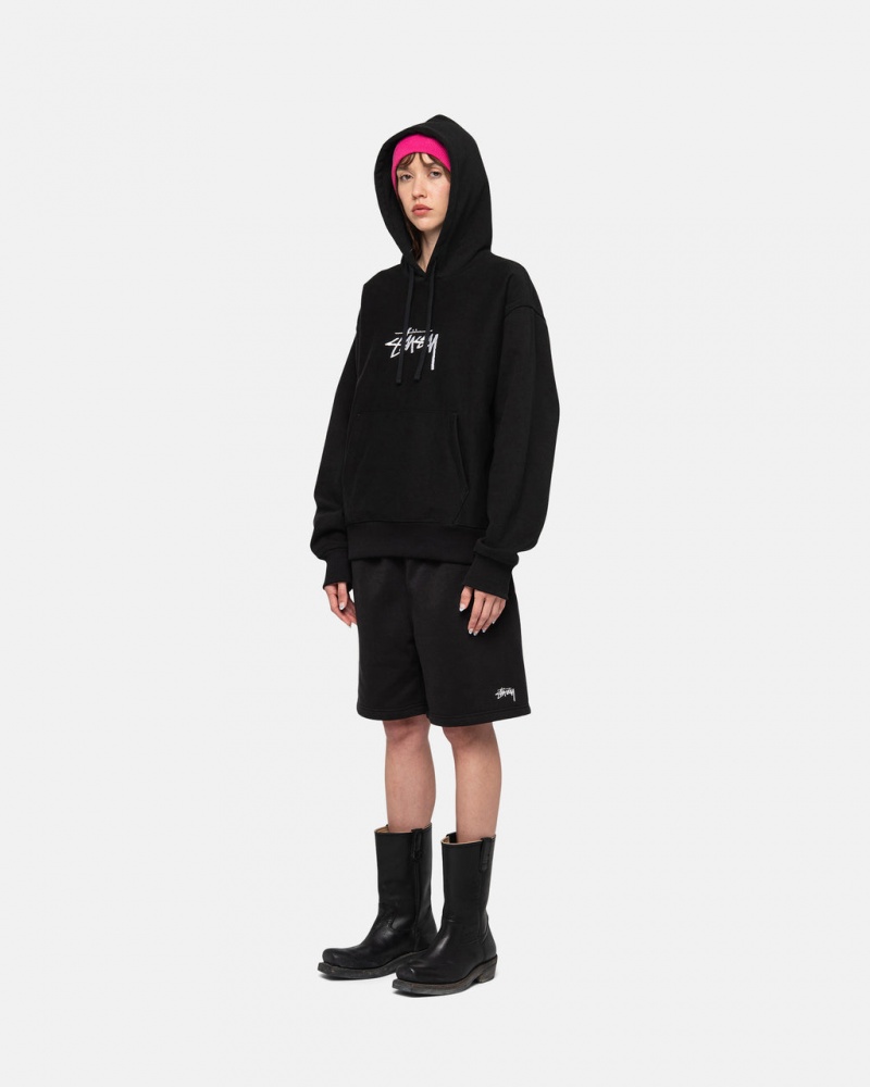 Stussy Stock Logo Applique Hoodie - Unisex Hoodies Pretas | PTDYB46649