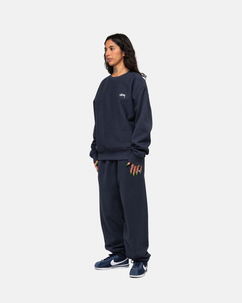 Stussy Stock Logo Crew - Unisex Hoodies Azul Marinho | UPTND50468