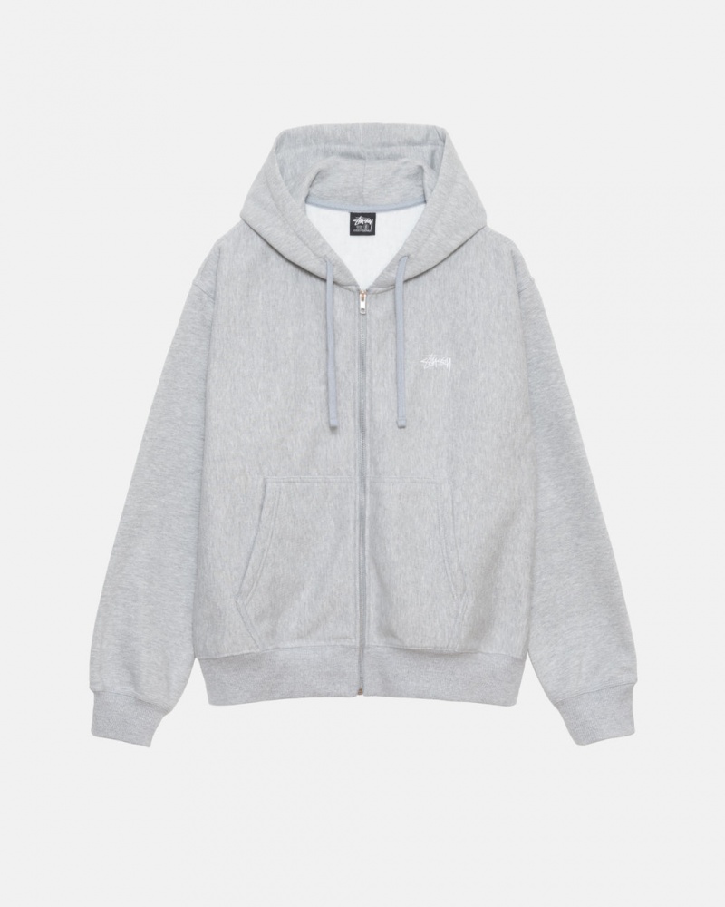 Stussy Stock Logo Zip Hoodie - Unisex Hoodies Cinzentas | MPTHR74254