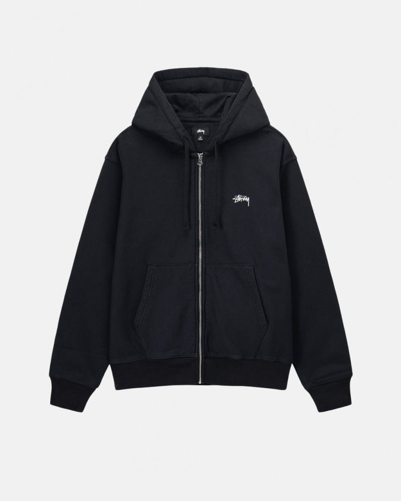 Stussy Stock Logo Zip Hoodie - Unisex Hoodies Pretas | FPTUI82369