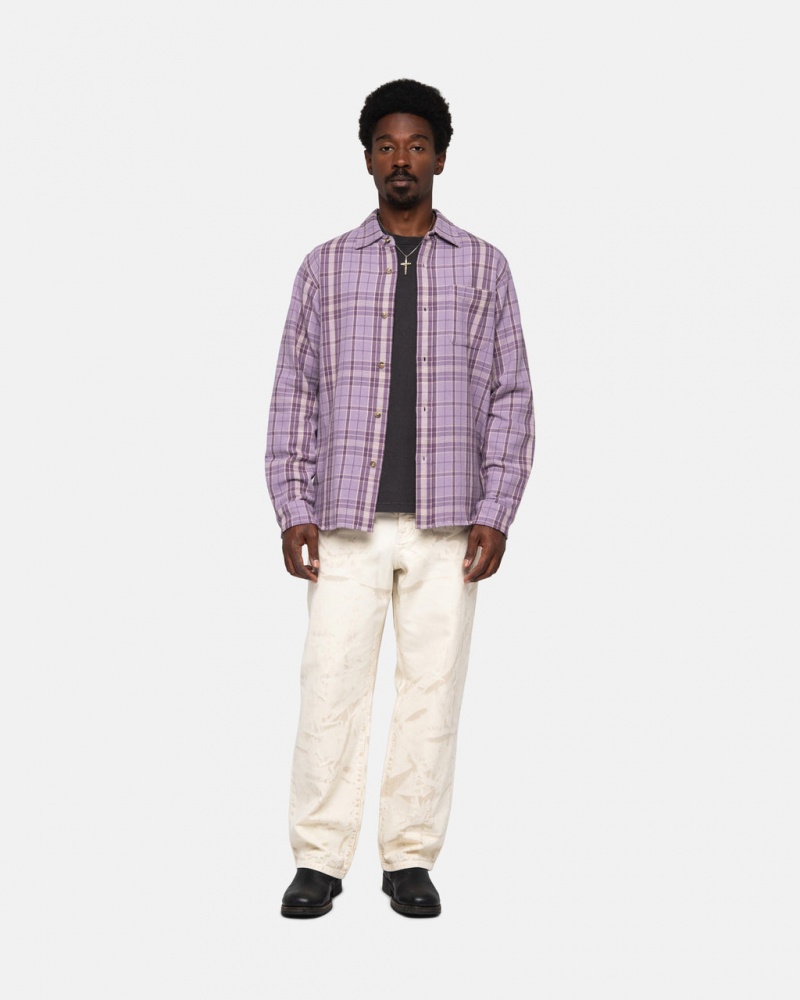 Stussy Stones Plaid Shirt - Unisex Tops Lavanda | GPTEC89339