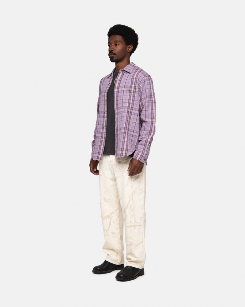 Stussy Stones Plaid Shirt - Unisex Tops Lavanda | GPTEC89339