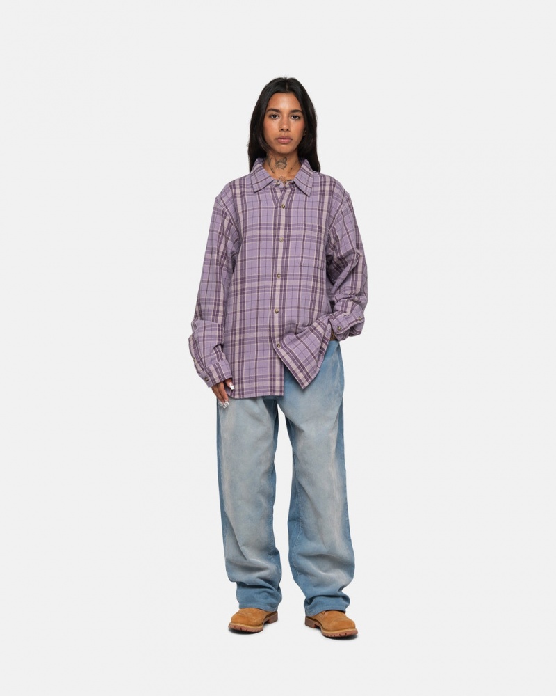 Stussy Stones Plaid Shirt - Unisex Tops Lavanda | GPTEC89339