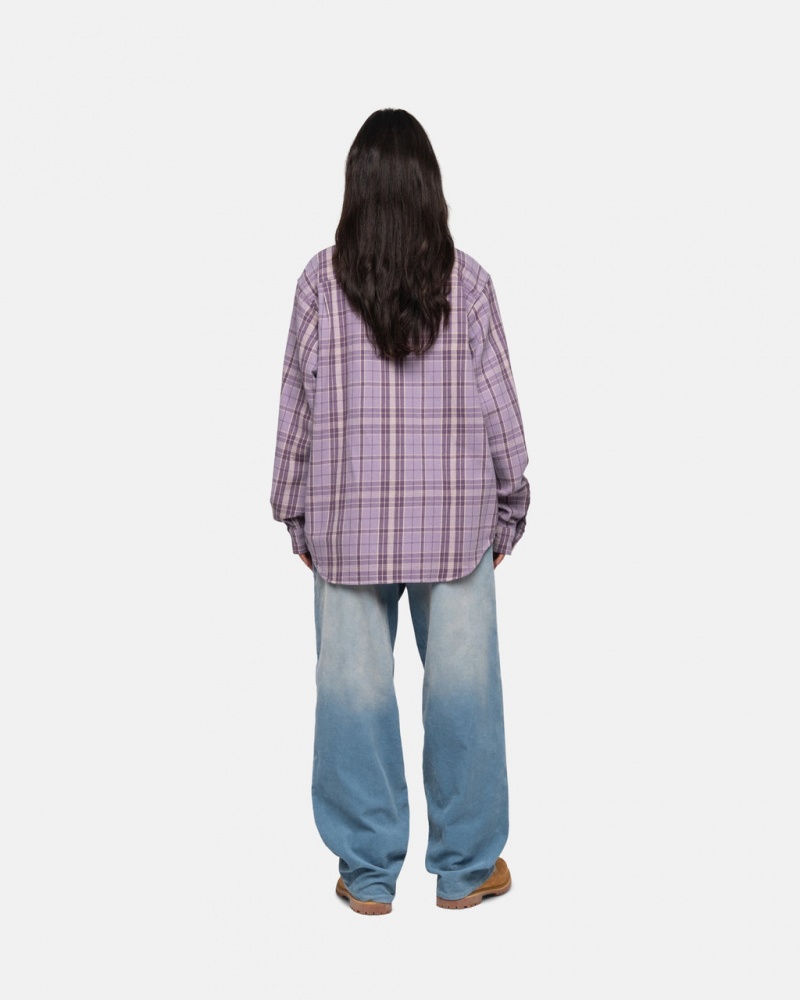 Stussy Stones Plaid Shirt - Unisex Tops Lavanda | GPTEC89339