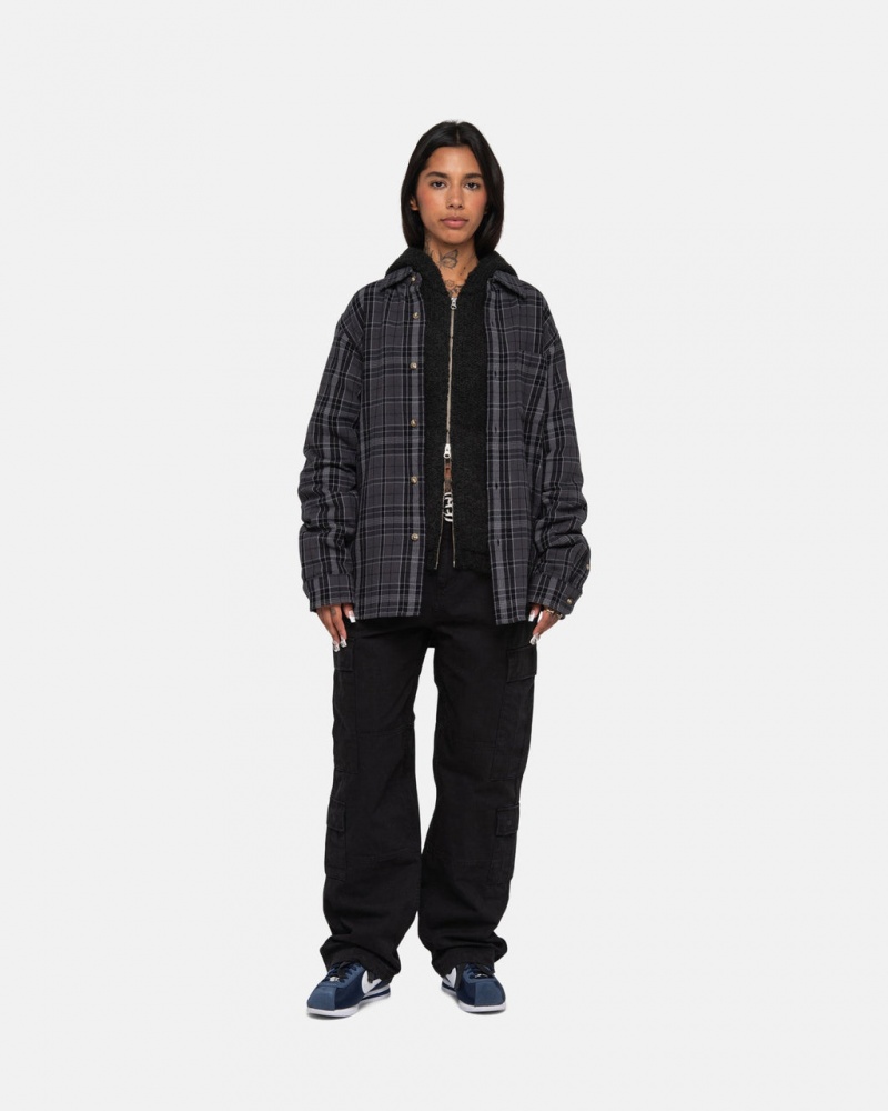 Stussy Stones Plaid Shirt - Unisex Tops Pretas | PPTQX11010