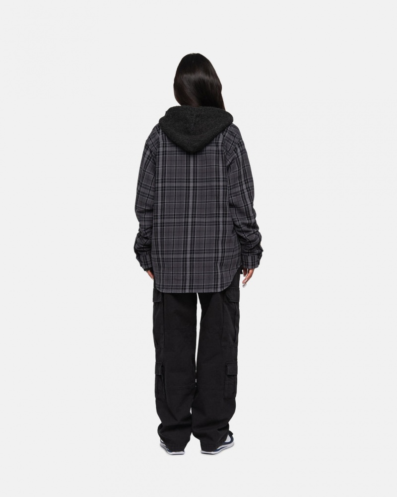 Stussy Stones Plaid Shirt - Unisex Tops Pretas | PPTQX11010