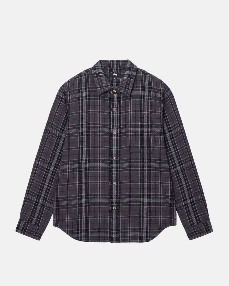 Stussy Stones Plaid Shirt - Unisex Tops Pretas | PPTQX11010