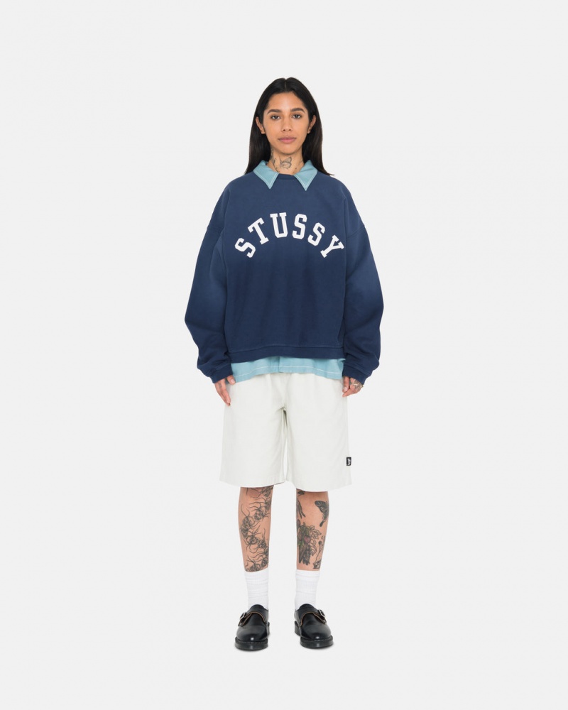 Stussy Sun Faded Oversized Crew - Unisex Hoodies Azul Marinho | EPTHC84396