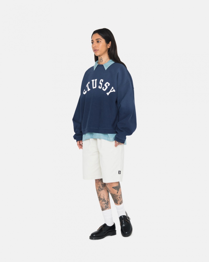 Stussy Sun Faded Oversized Crew - Unisex Hoodies Azul Marinho | EPTHC84396