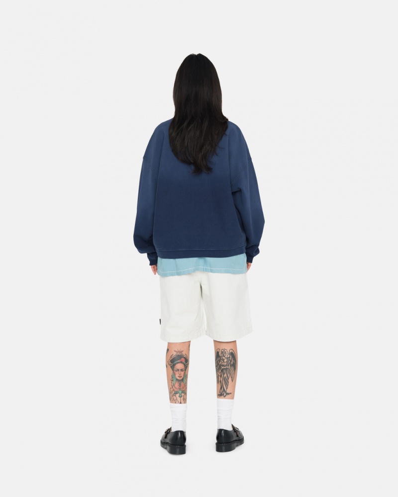 Stussy Sun Faded Oversized Crew - Unisex Hoodies Azul Marinho | EPTHC84396