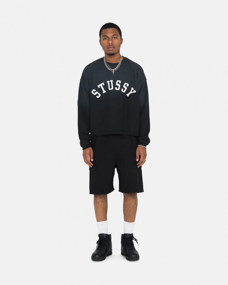 Stussy Sun Faded Oversized Crew - Unisex Hoodies Pretas | PPTER39342