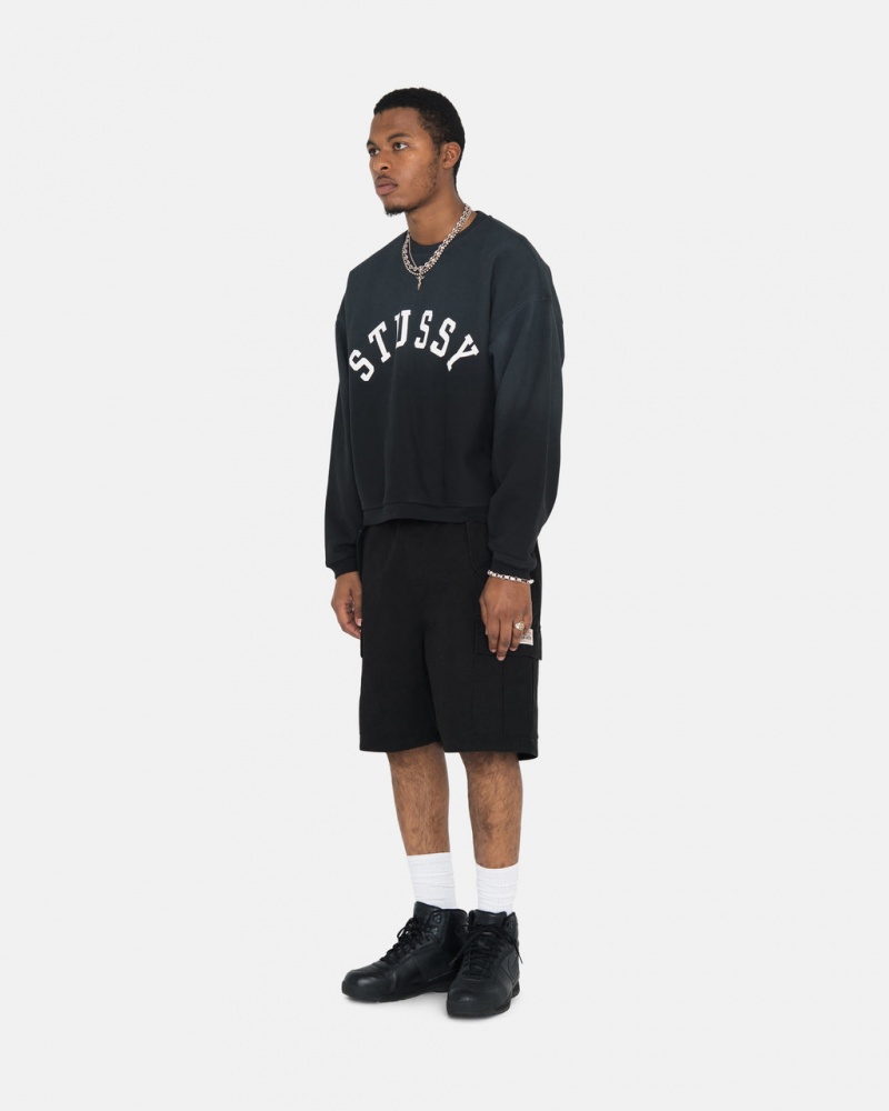 Stussy Sun Faded Oversized Crew - Unisex Hoodies Pretas | PPTER39342