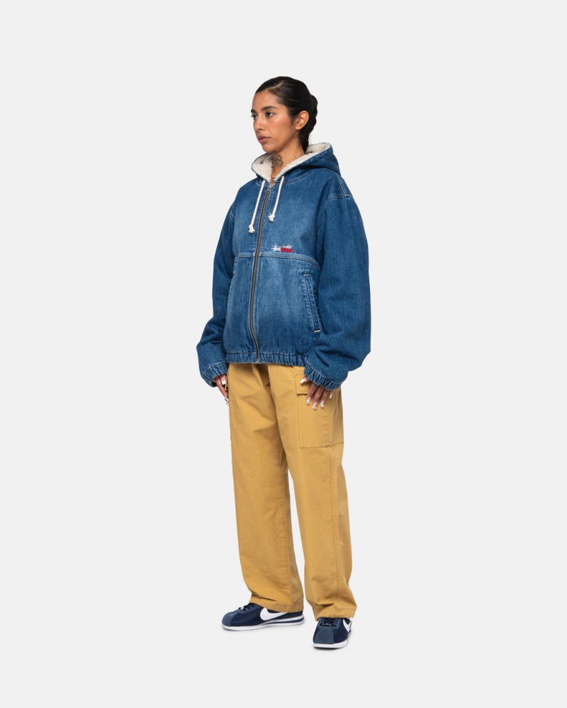 Stussy Trabalho Jacket Denim Sherpa - Unisex Jackets Azuis | PTCIF47027