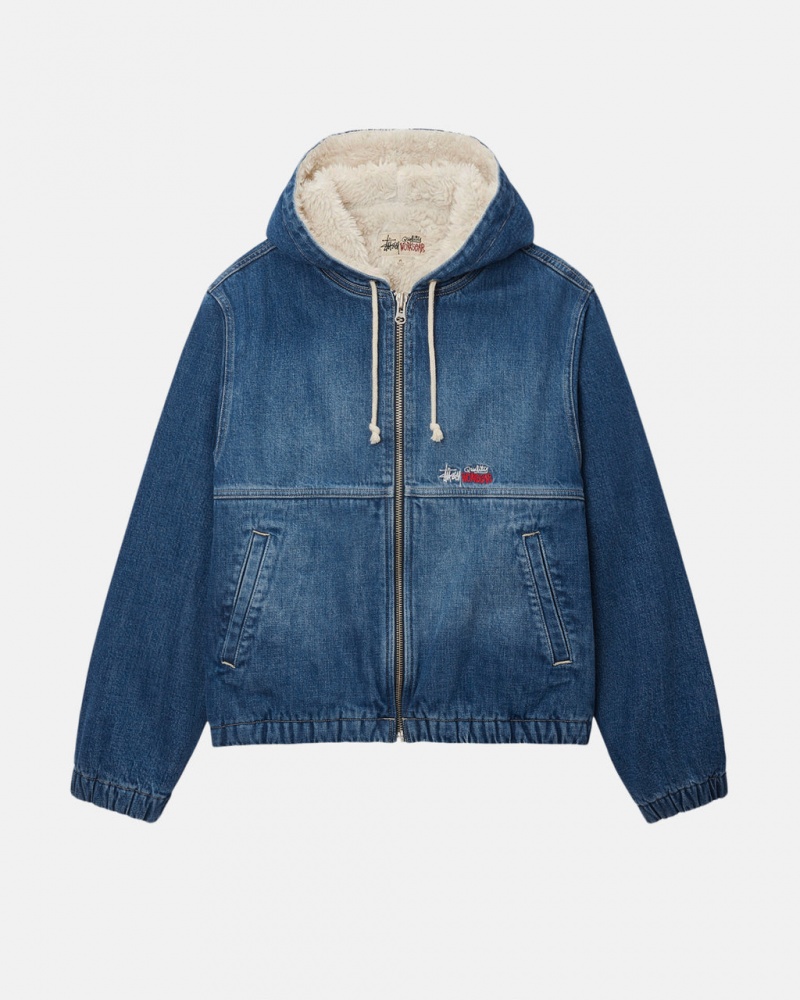 Stussy Trabalho Jacket Denim Sherpa - Unisex Jackets Azuis | PTCIF47027