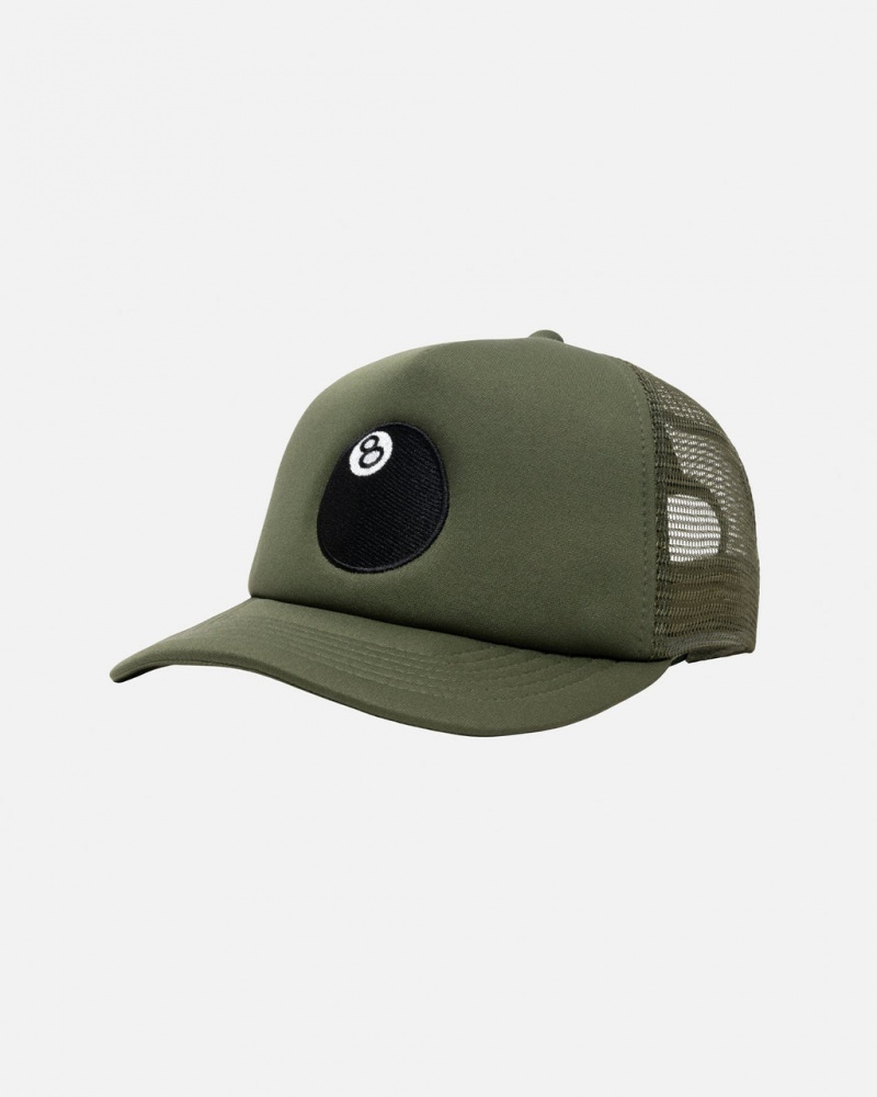 Stussy Trucker 8 Ball Snapback - Unisex Verde Oliva | APTWC41015