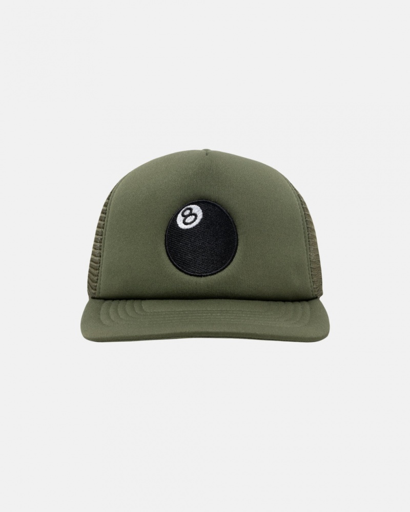 Stussy Trucker 8 Ball Snapback - Unisex Verde Oliva | APTWC41015