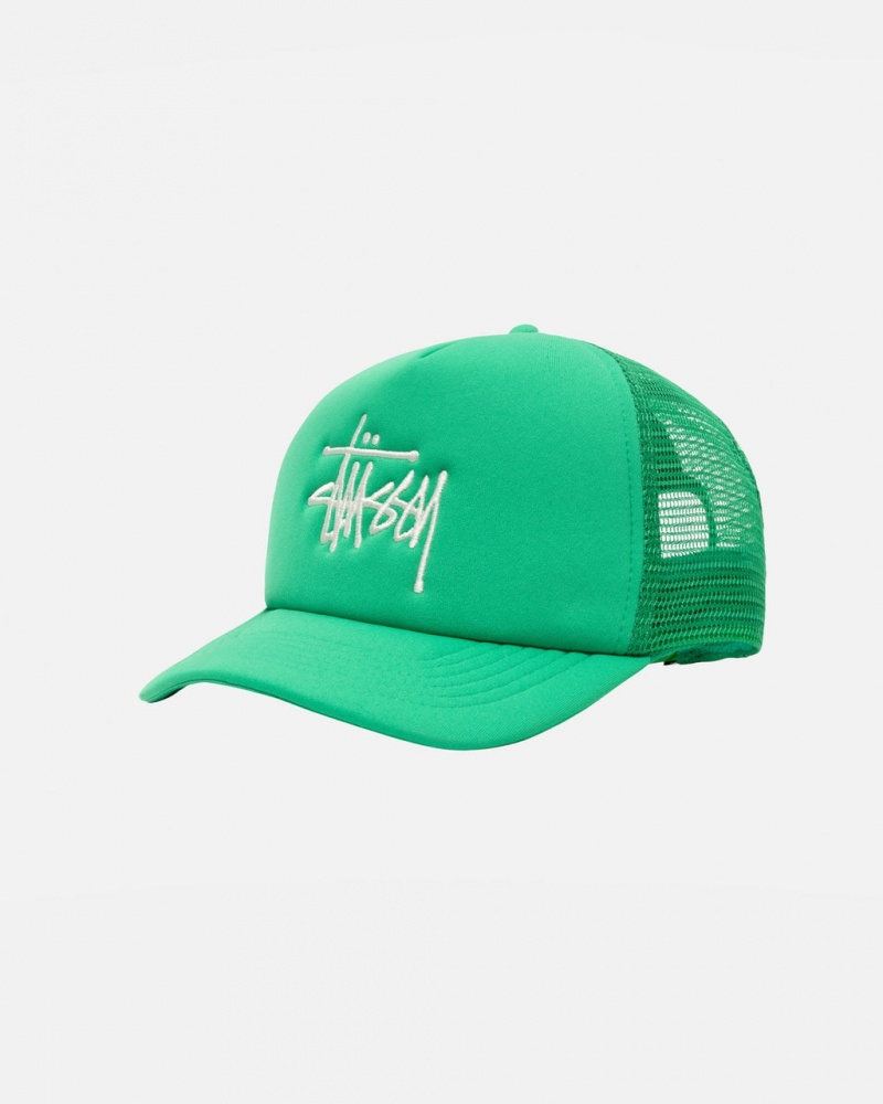 Stussy Trucker Big Basic Snapback - Unisex Verdes | PTJZR71573