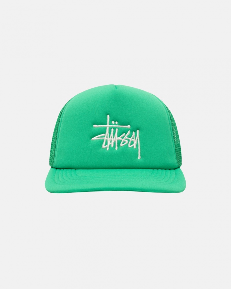 Stussy Trucker Big Basic Snapback - Unisex Verdes | PTJZR71573