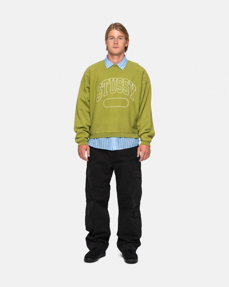 Stussy Varsity Oversized Crew - Unisex Hoodies Verdes | LPTSX77780