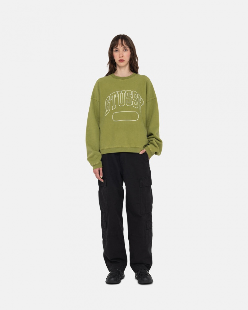 Stussy Varsity Oversized Crew - Unisex Hoodies Verdes | LPTSX77780