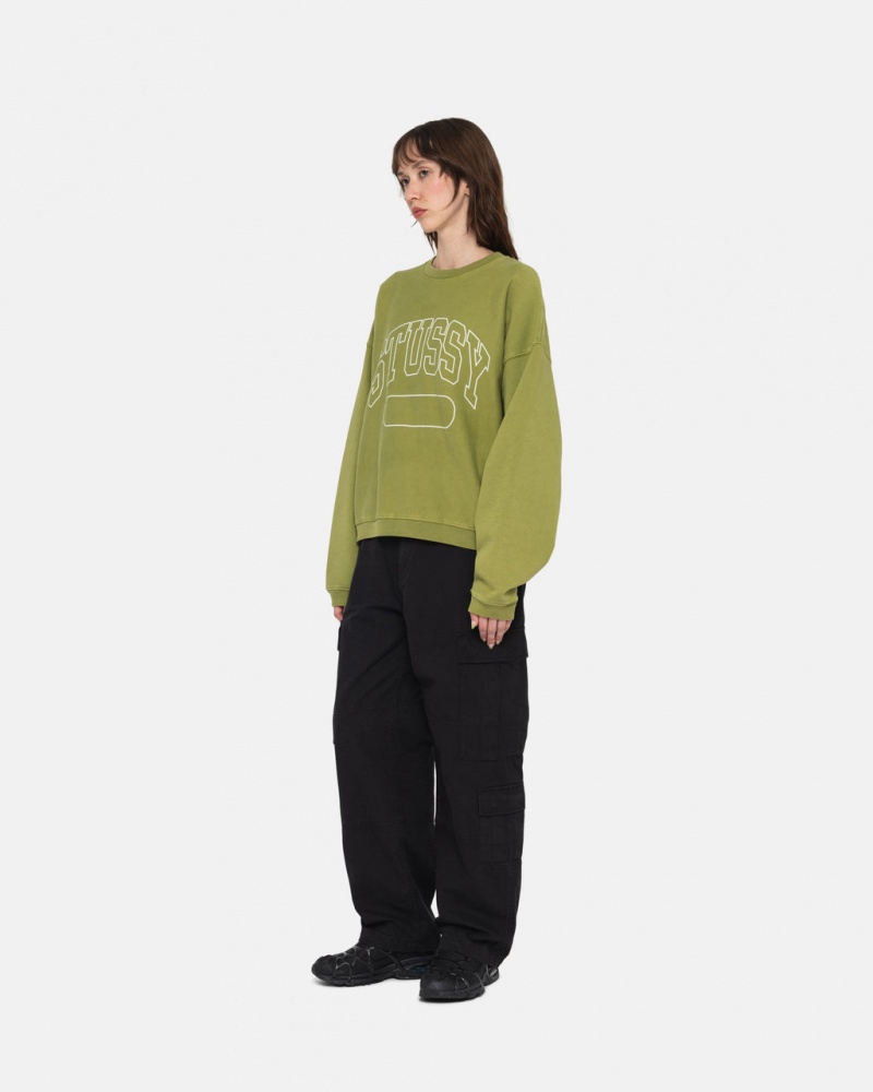 Stussy Varsity Oversized Crew - Unisex Hoodies Verdes | LPTSX77780