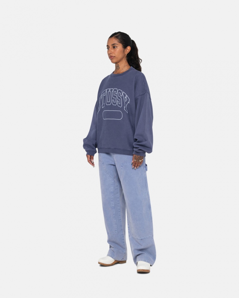 Stussy Varsity Oversized Crew - Unisex Hoodies Azuis | GPTEC56784