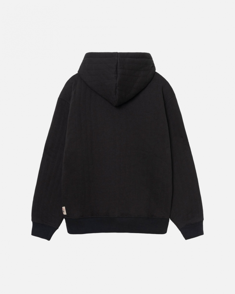 Stussy Vertical Acolchoado Zip Hoodie - Unisex Hoodies Pretas | MPTHR85818