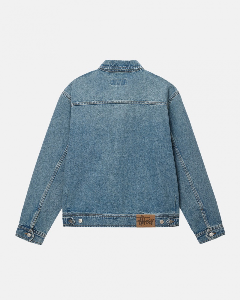 Stussy Zip Trabalho Jacket Denim - Unisex Jackets Azuis | XPTGW31067